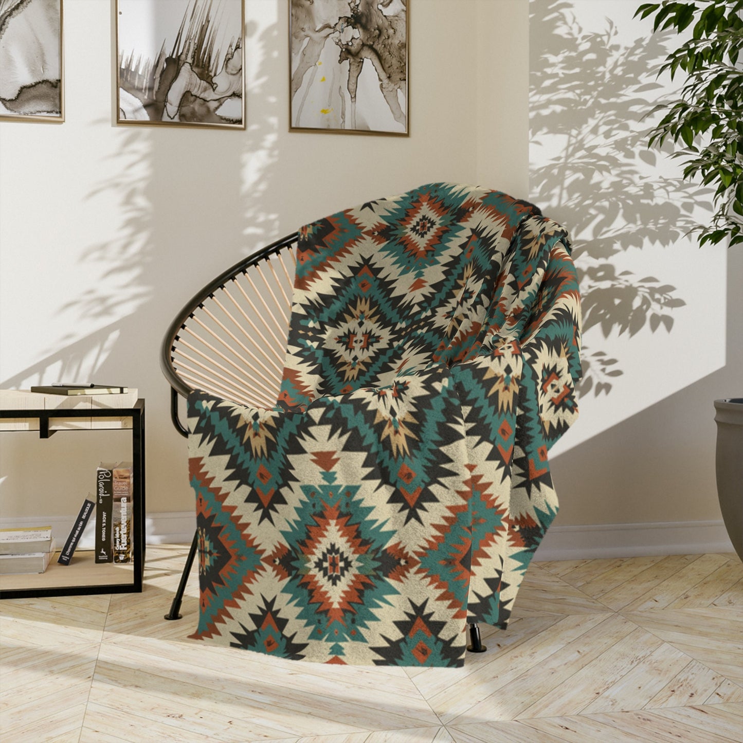 Western Fleece Blanket, Navajo-Inspired Throw Blanket, Turquoise Home Decor, Western Nursery Decor, Baby Shower Gift, Southwestern Decor