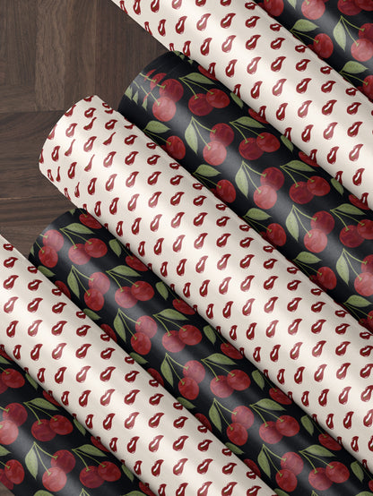 Cherry Wrapping Paper Red Gift Wrap Fruit Birthday Theme Bachelorette Party Idea Romantic Gift for Her Scrapbook Paper Gift Package for Her