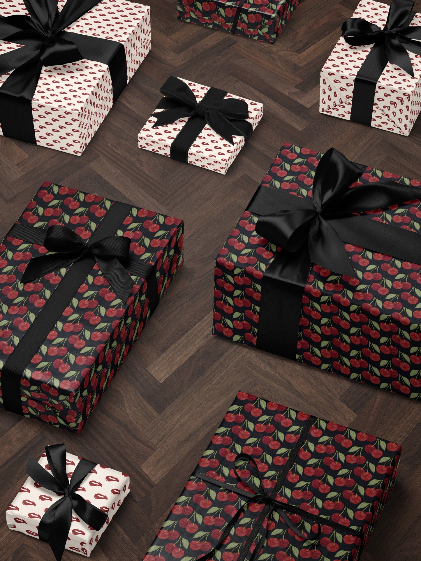 Cherry Wrapping Paper Red Gift Wrap Fruit Birthday Theme Bachelorette Party Idea Romantic Gift for Her Scrapbook Paper Gift Package for Her