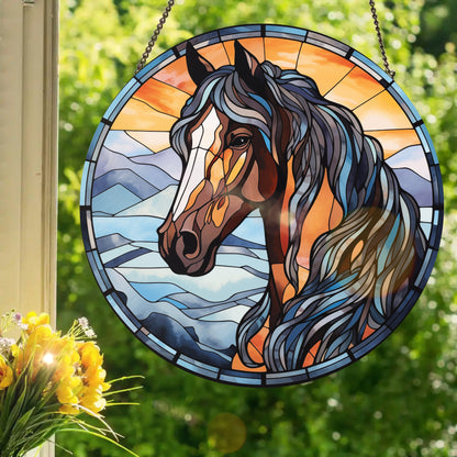 Bay Horse: Stained Glass Style Window Hanging
