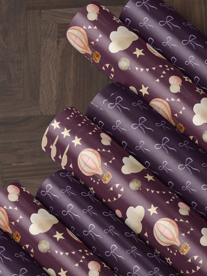 Purple Wrapping Paper Bow Gift Wrap For Her Girl Birthday Gift Wrap Girl Wrapping Paper Cute Wrapping Paper Baby Shower Girl Gift Wrap Baby