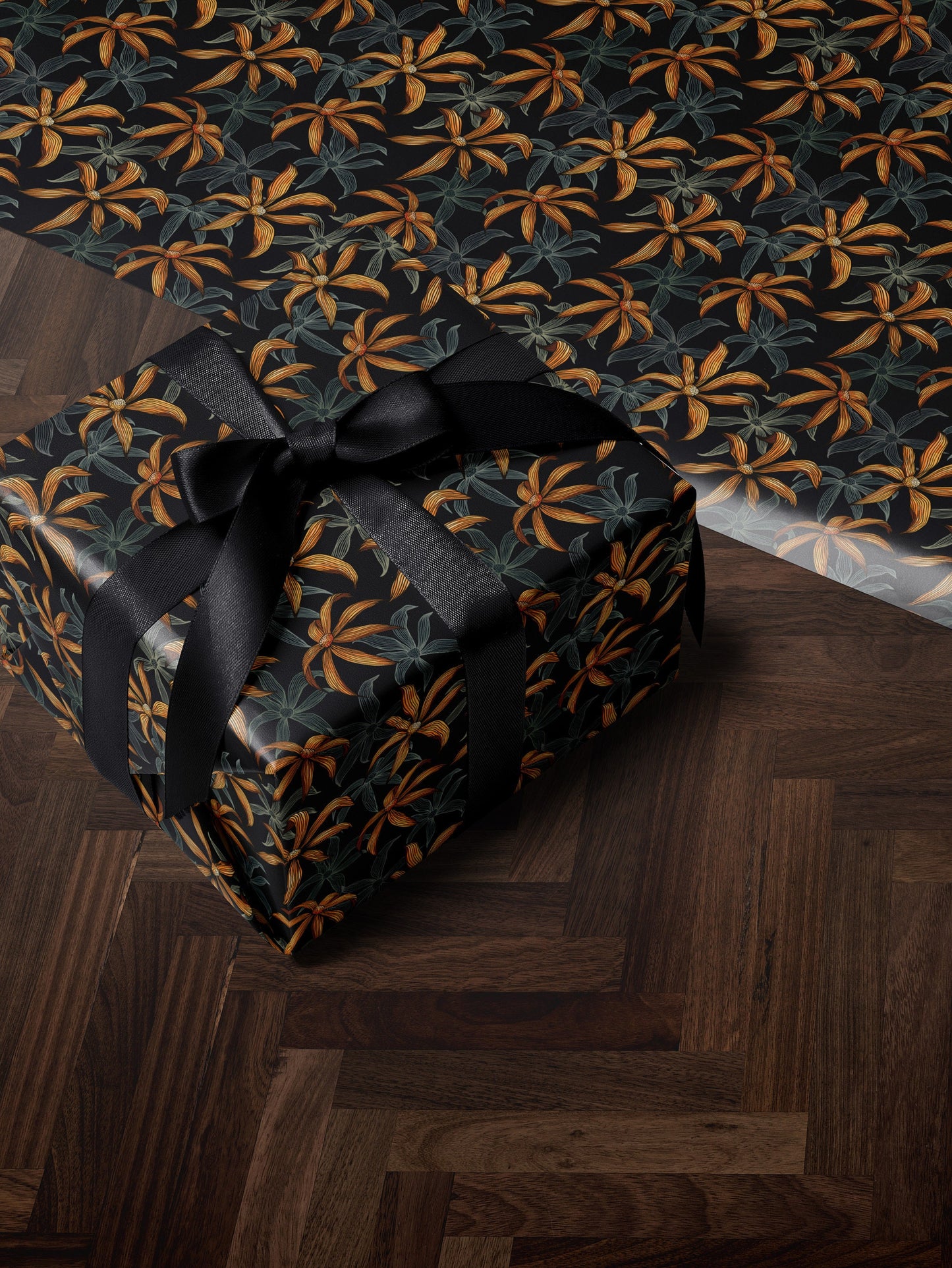 Moody Floral Print Wrapping Paper Birthday Gift Package for Her Elegant Gift Wrap Wedding Packaging Paper Tropical Party Decor Moody Flower