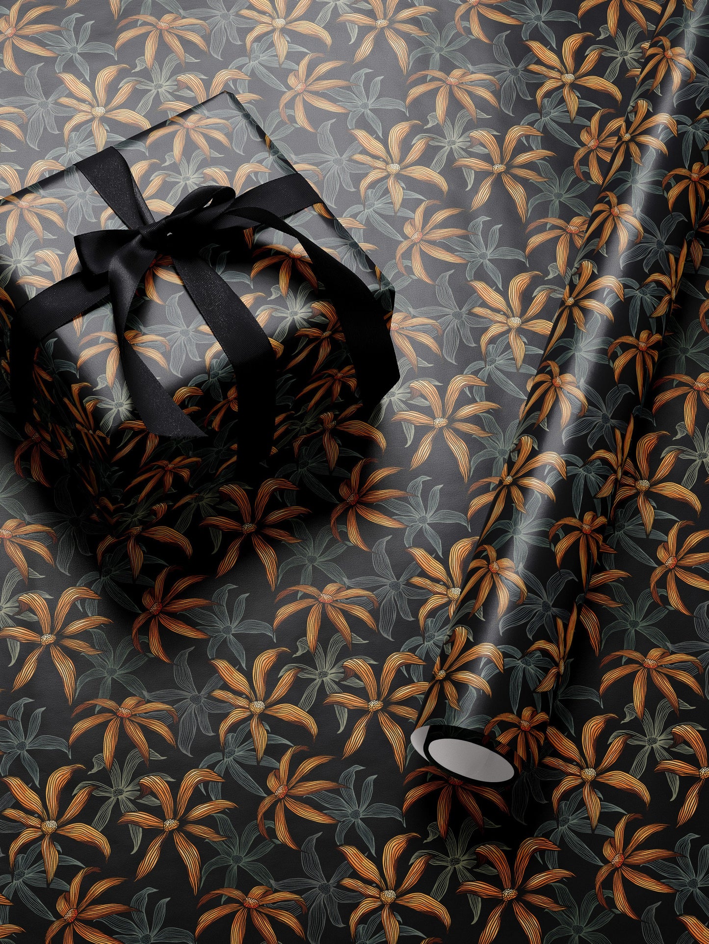 Moody Floral Print Wrapping Paper Birthday Gift Package for Her Elegant Gift Wrap Wedding Packaging Paper Tropical Party Decor Moody Flower