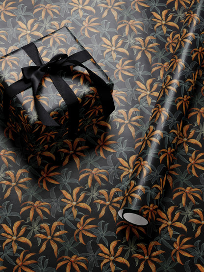 Moody Floral Print Wrapping Paper Birthday Gift Package for Her Elegant Gift Wrap Wedding Packaging Paper Tropical Party Decor Moody Flower