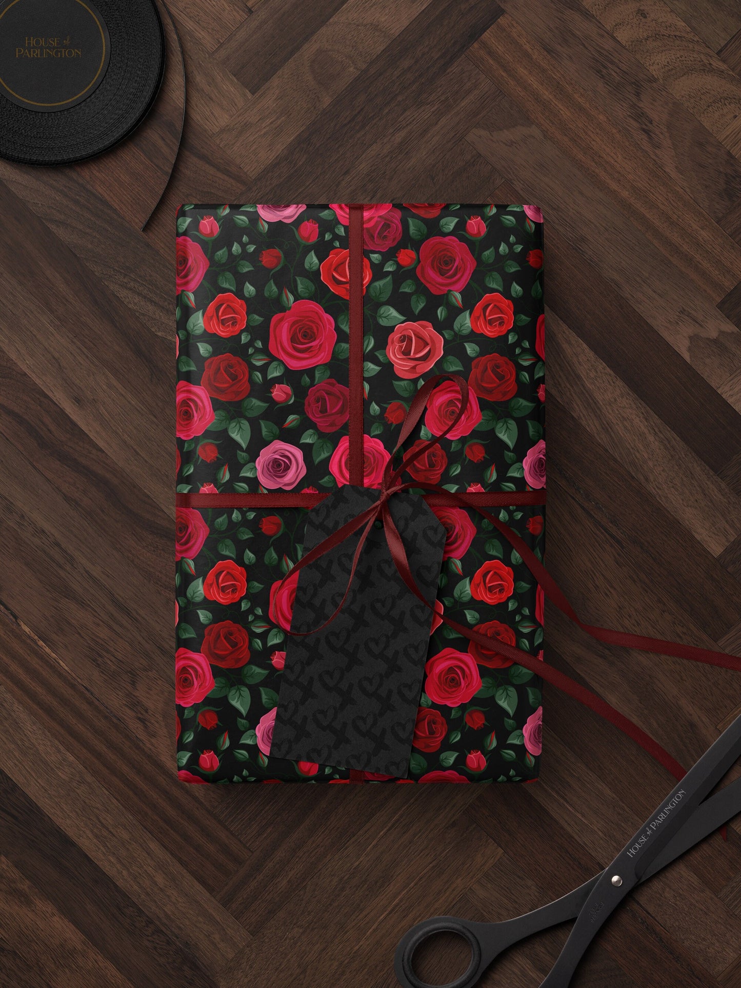 Red Floral Wrapping Paper Rose Gift Wrap Wedding Gift Birthday Present Wrapping Romantic Gift for Her Holiday Wrapping Paper Lovely Design