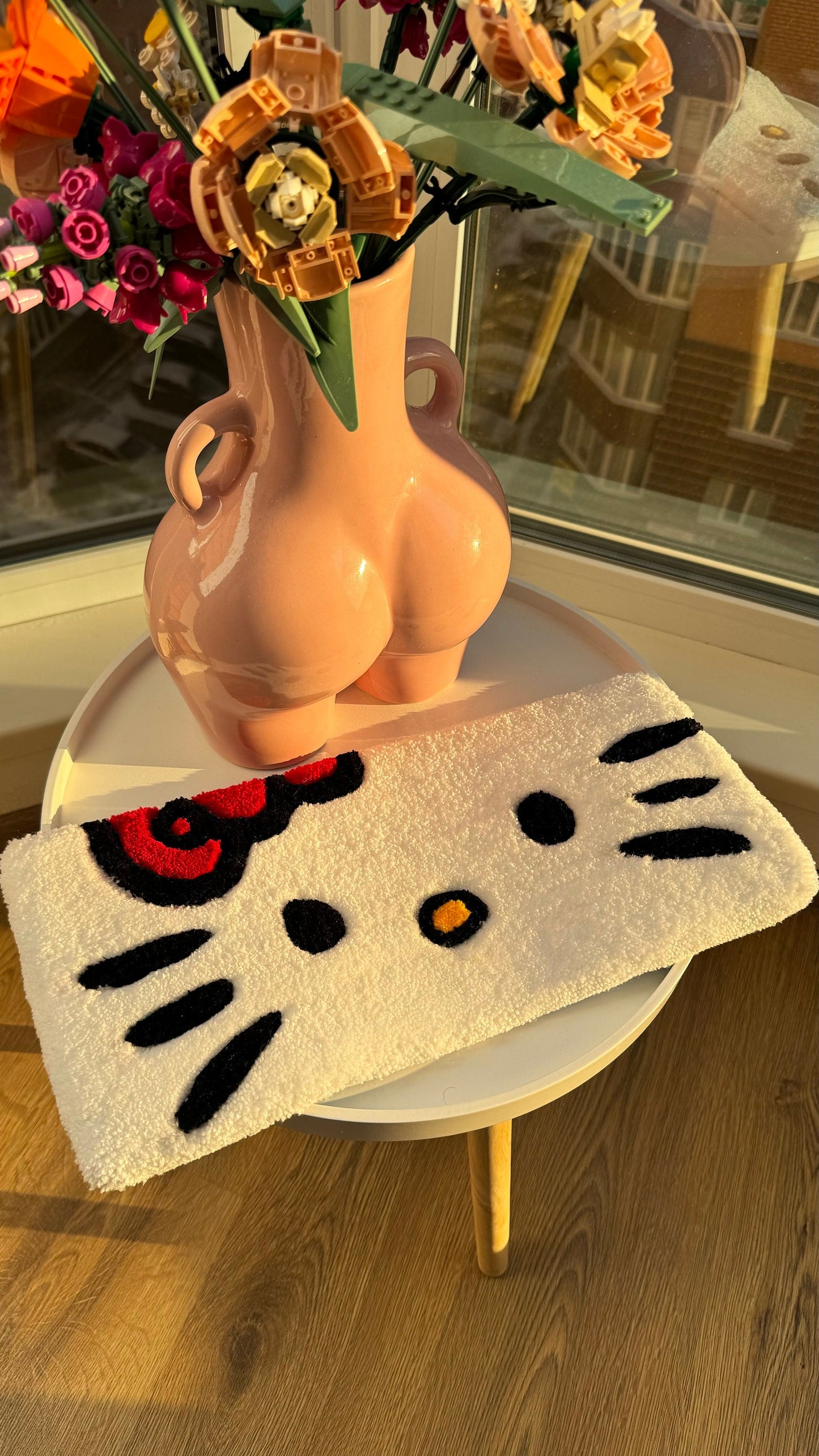 Kitty Keyboard Mat – Custom Handmade Fluffy Tufted Rug, Cute Desk Mat, Kawaii Aesthetic Decor for Office or Gaming Setup