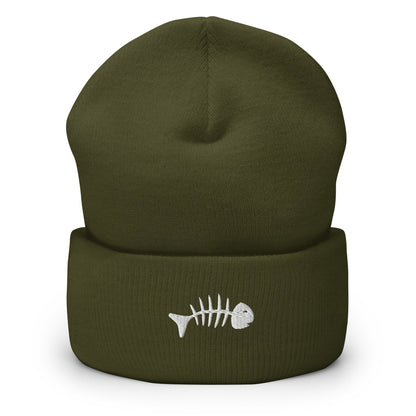 Skeleton Fish Beanie, Dead Fish Logo Skull Cap, Fish Bones Toque, Cool Fish Woolly Hat