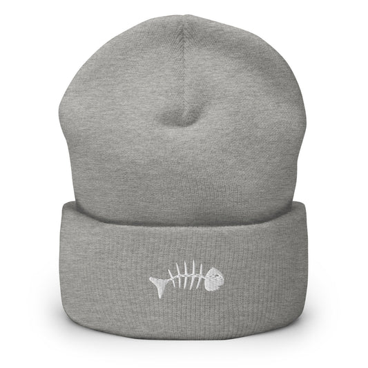 Skeleton Fish Beanie, Dead Fish Logo Skull Cap, Fish Bones Toque, Cool Fish Woolly Hat