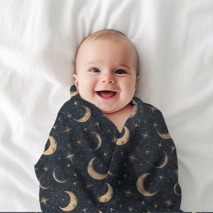 Moon and Stars Throw Blanket, Celestial Home Decor, Starry Night Sky Cover, Lunar Nursery Decor, Sun and Moon Fleece, Cosmic Bedspread