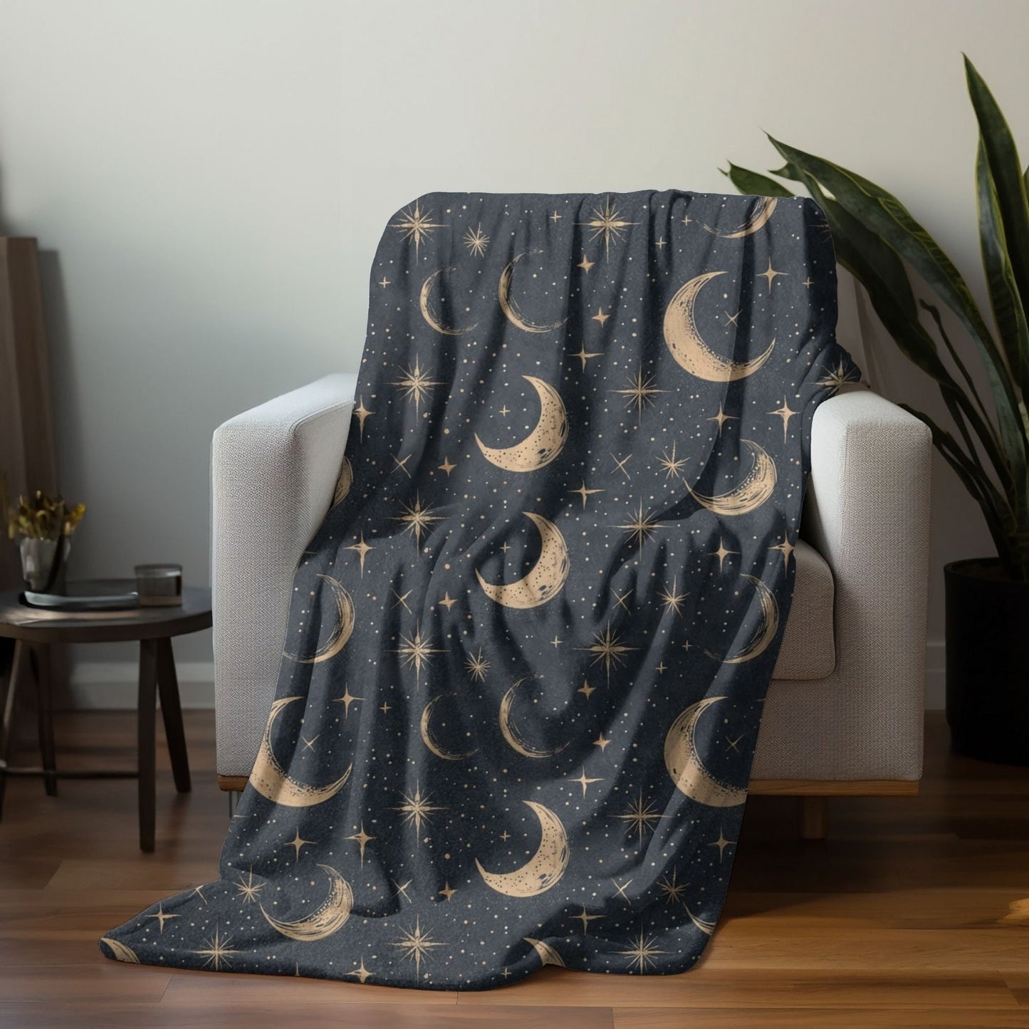 Moon and Stars Throw Blanket, Celestial Home Decor, Starry Night Sky Cover, Lunar Nursery Decor, Sun and Moon Fleece, Cosmic Bedspread