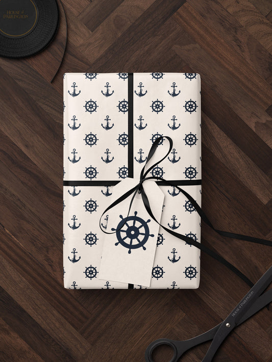 Boating Gift Wrap Paper Roll Sailboat Print Wrapping Paper Coastal Wedding Gift Nautical Gift for Him Beach Gift Idea Coastal Wrapping Paper
