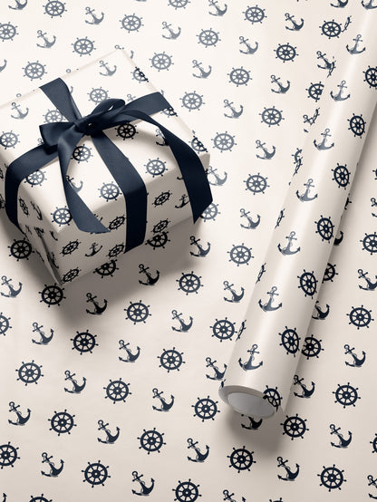 Boating Gift Wrap Paper Roll Sailboat Print Wrapping Paper Coastal Wedding Gift Nautical Gift for Him Beach Gift Idea Coastal Wrapping Paper