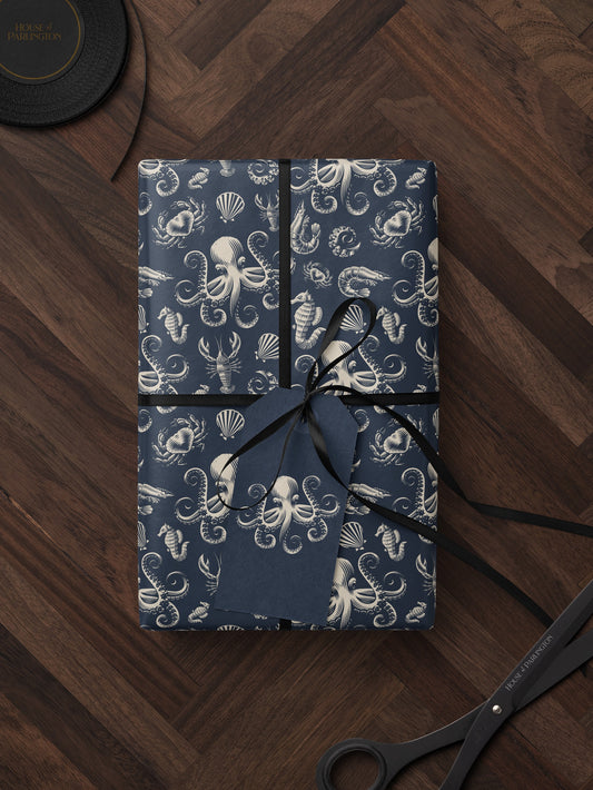 Octopus Gift Wrapping Paper Ocean Life Art Underwater Print Wrapping Paper Pattern Octopus Art Sea Life Gift Octopus Decor Scrapbook Paper