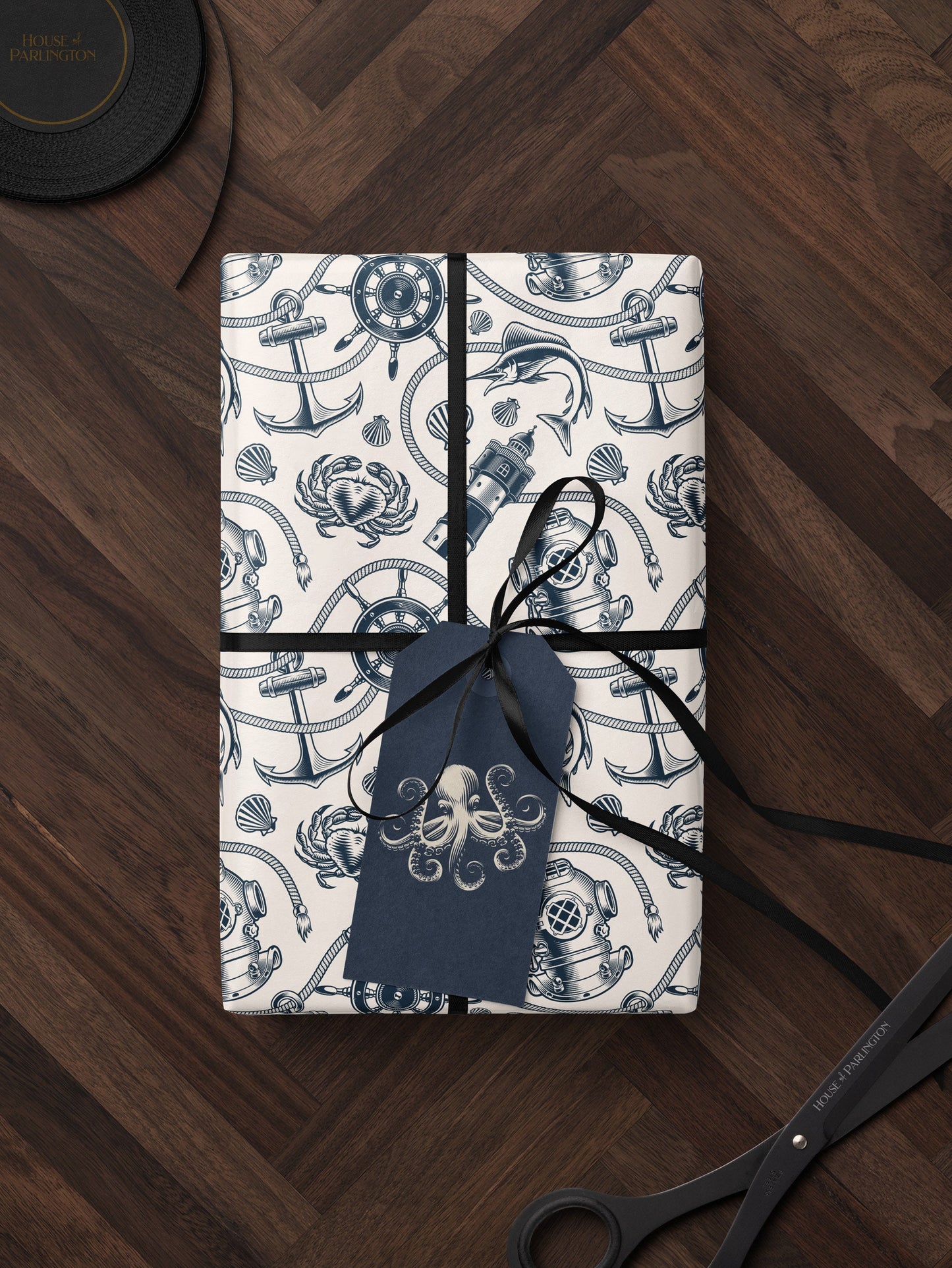 Nautical Wrapping Paper Pattern Wedding Gift Wrapping Paper Nautical Birthday Party Beach Gift Wrap Roll Nautical Theme Baby Shower Gift