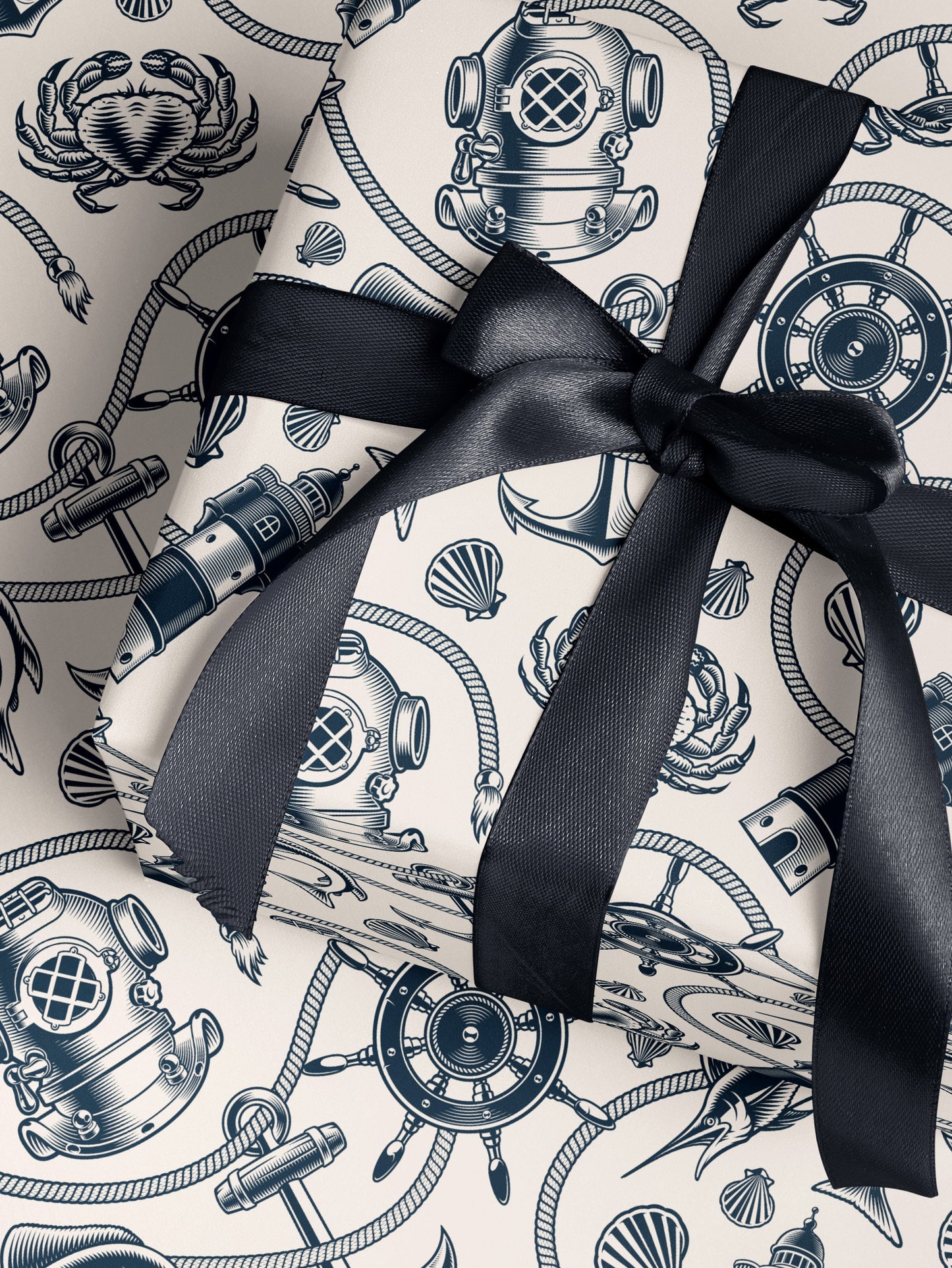 Nautical Wrapping Paper Pattern Wedding Gift Wrapping Paper Nautical Birthday Party Beach Gift Wrap Roll Nautical Theme Baby Shower Gift