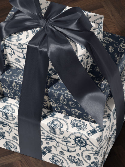 Nautical Wrapping Paper Pattern Wedding Gift Wrapping Paper Nautical Birthday Party Beach Gift Wrap Roll Nautical Theme Baby Shower Gift