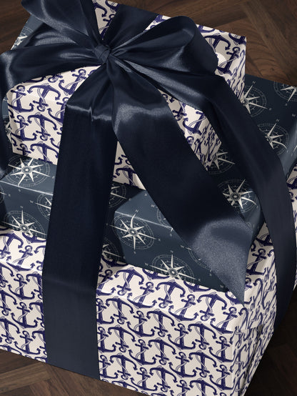Anchor Gift Wrap Roll Nautical Birthday Party Coast Guard Gift Idea Nautical Wedding Gift US Navy Gift for Men Decoupage Paper Gift Wrap Dad