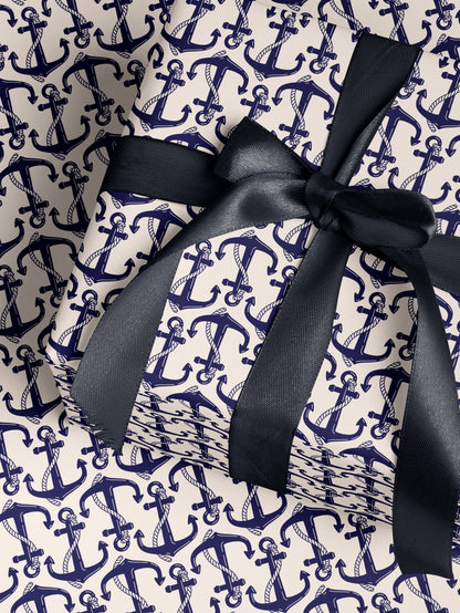 Anchor Gift Wrap Roll Nautical Birthday Party Coast Guard Gift Idea Nautical Wedding Gift US Navy Gift for Men Decoupage Paper Gift Wrap Dad