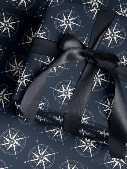 Compass Gift Wrap Compass Design Wrapping Paper Coastal Wedding Gift Idea Nautical Birthday Party Gift Dad from Son Paper Craft for Kid