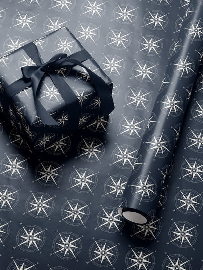 Compass Gift Wrap Compass Design Wrapping Paper Coastal Wedding Gift Idea Nautical Birthday Party Gift Dad from Son Paper Craft for Kid