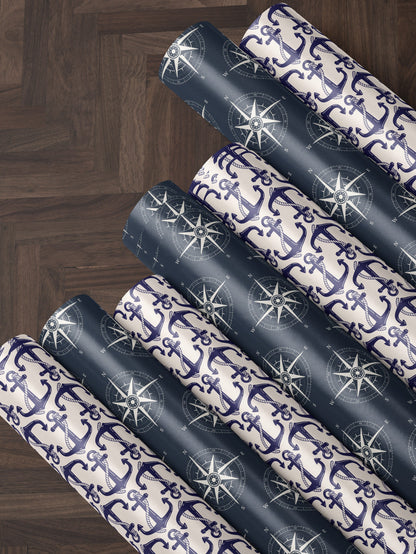 Compass Gift Wrap Compass Design Wrapping Paper Coastal Wedding Gift Idea Nautical Birthday Party Gift Dad from Son Paper Craft for Kid