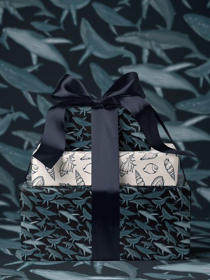 Whale Gift Wrap for Him Whale Art Print Sealife Wrapping Paper Kid Marine Life Print Blue Wrapping Paper Craft Supply Father Day Gift Dad