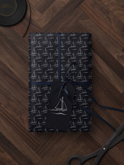 Sailboat Gift Wrap Paper Boating Gift for Men Sailboat Print Wrapping Paper Roll Yacht Gift Wrap Package Paper Sailor Gift Father Day Gift
