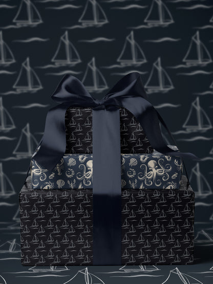 Sailboat Gift Wrap Paper Boating Gift for Men Sailboat Print Wrapping Paper Roll Yacht Gift Wrap Package Paper Sailor Gift Father Day Gift