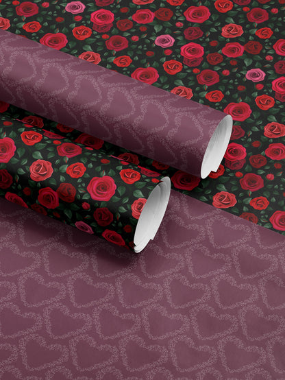 Purple Heart Wrapping Paper Heart Gift Wrap Valentine Gift Wrap Elegant Gift Wrap Love Gift Wrap Galentine Wrapping Paper Wedding Gift Wrap