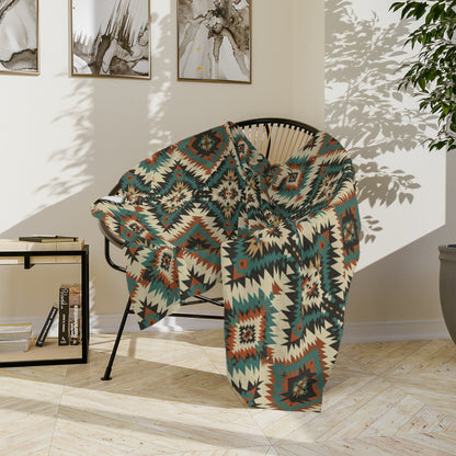 Western Fleece Blanket, Navajo-Inspired Throw Blanket, Turquoise Home Decor, Western Nursery Decor, Baby Shower Gift, Southwestern Decor