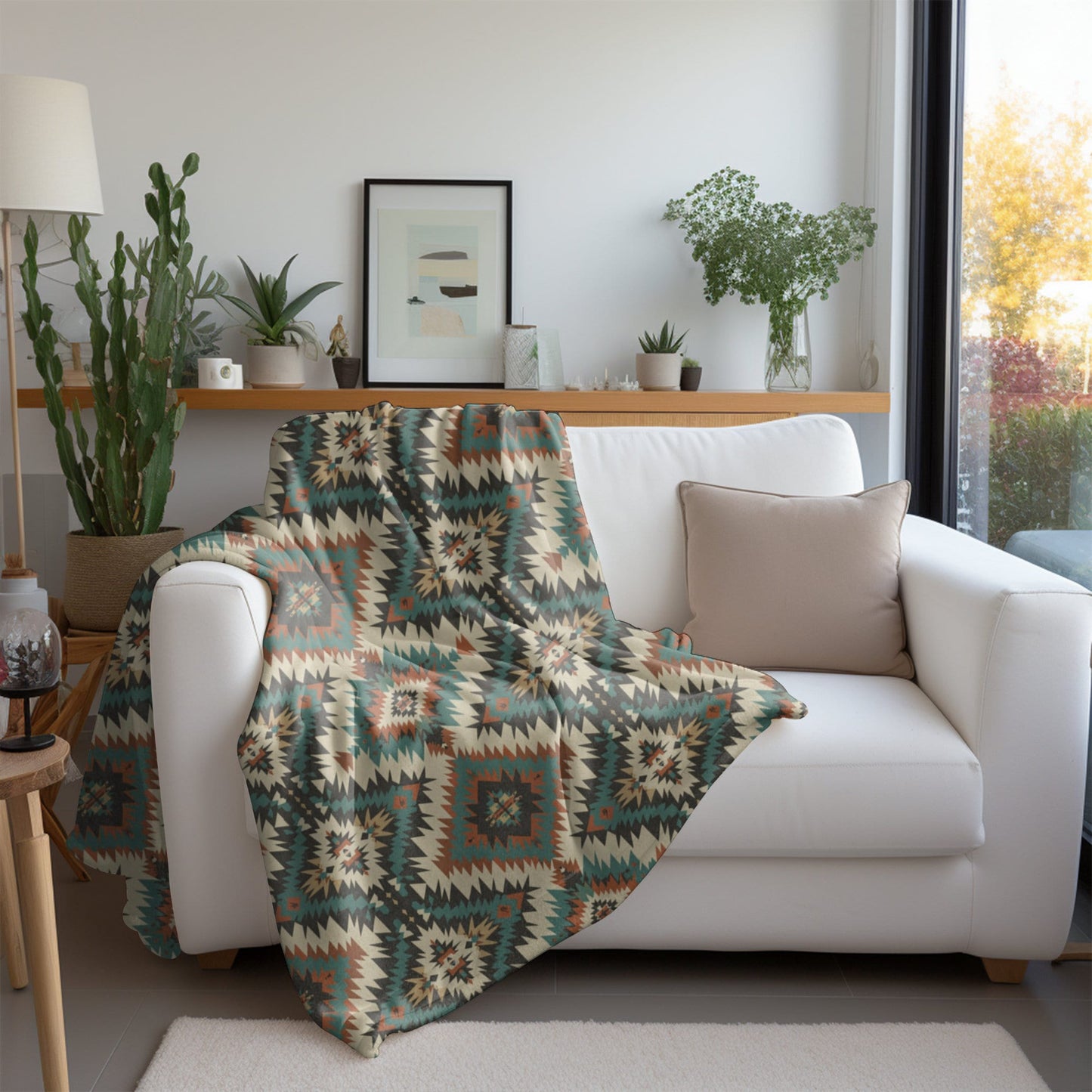 Western Fleece Blanket, Navajo-Inspired Throw Blanket, Turquoise Home Decor, Western Nursery Decor, Baby Shower Gift, Southwestern Decor