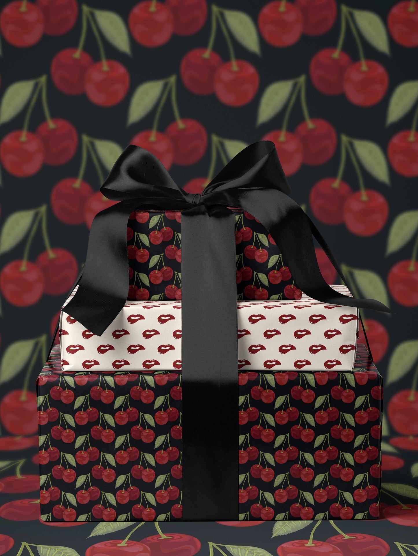 Cherry Wrapping Paper Red Gift Wrap Fruit Birthday Theme Bachelorette Party Idea Romantic Gift for Her Scrapbook Paper Gift Package for Her