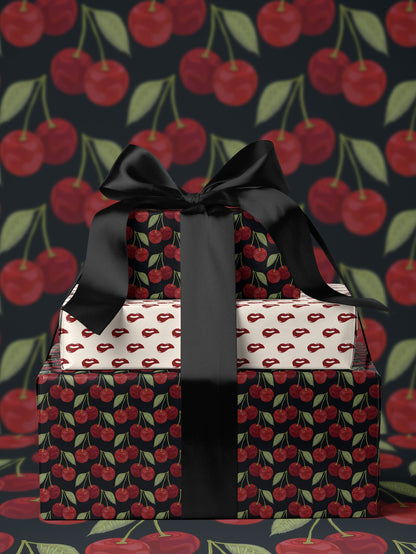 Cherry Wrapping Paper Red Gift Wrap Fruit Birthday Theme Bachelorette Party Idea Romantic Gift for Her Scrapbook Paper Gift Package for Her