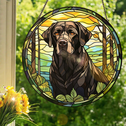 Black Lab: Stained Glass Style Window Hanging
