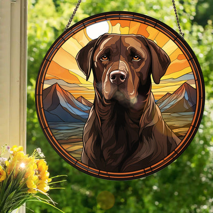 Chocolate Lab: Stained Glass Style Window Hanging
