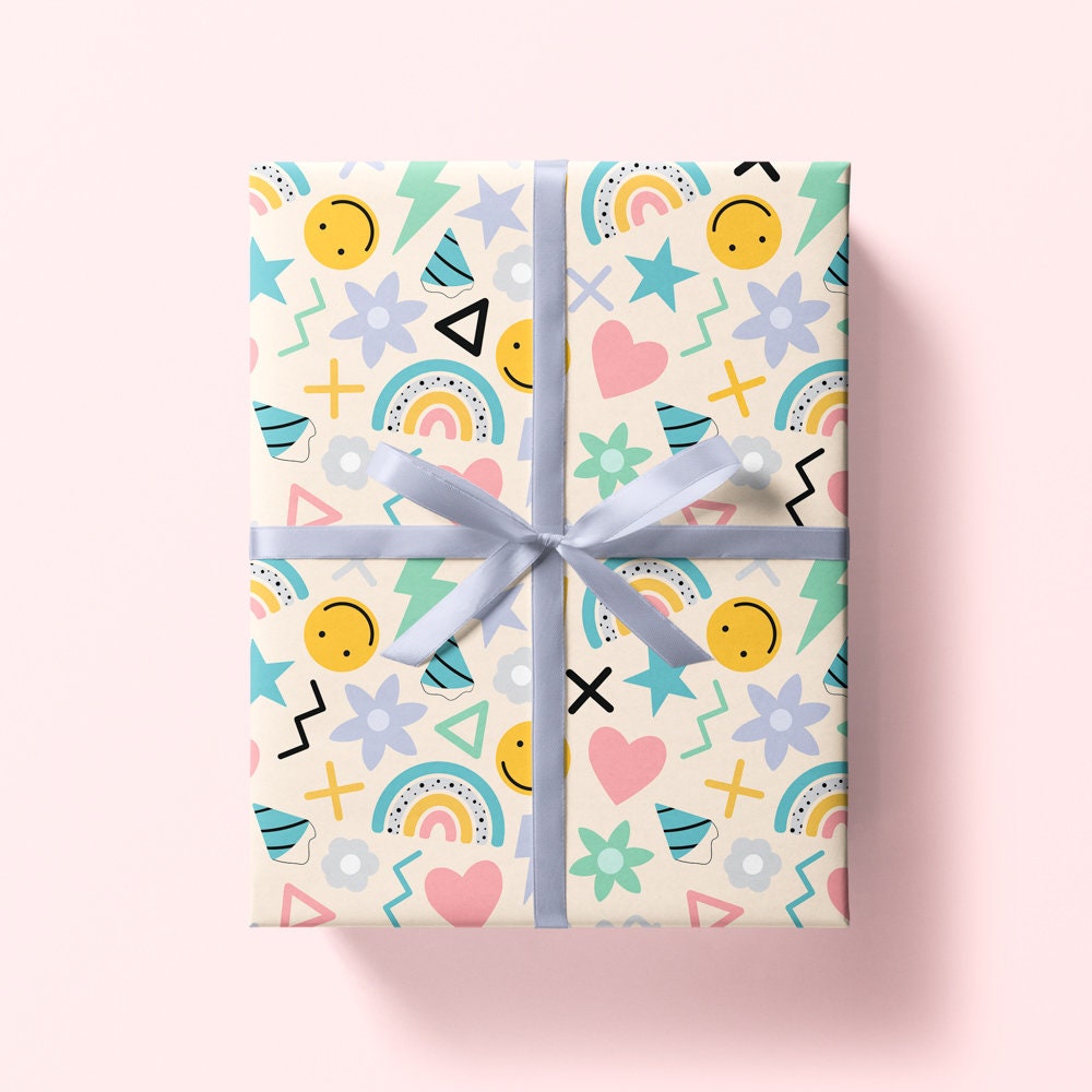 Doodle Wrapping Paper 70x50cm - Fun Gift Wrap Sheet - Dopamine Wrapping Paper - Valentine's Gift Wrap - ADHD Gift Wrap - Colourful Wrapping