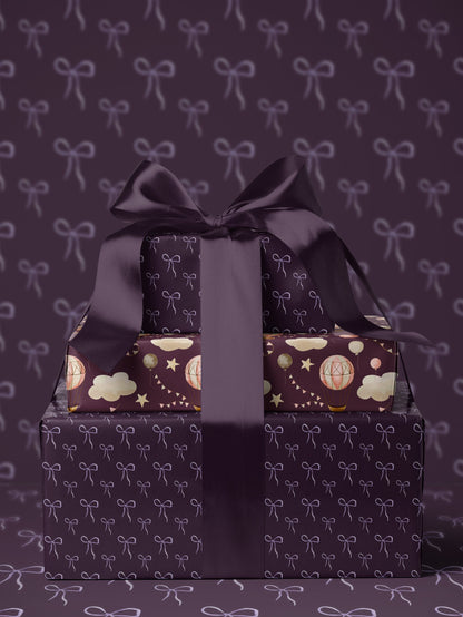 Purple Wrapping Paper Bow Gift Wrap For Her Girl Birthday Gift Wrap Girl Wrapping Paper Cute Wrapping Paper Baby Shower Girl Gift Wrap Baby