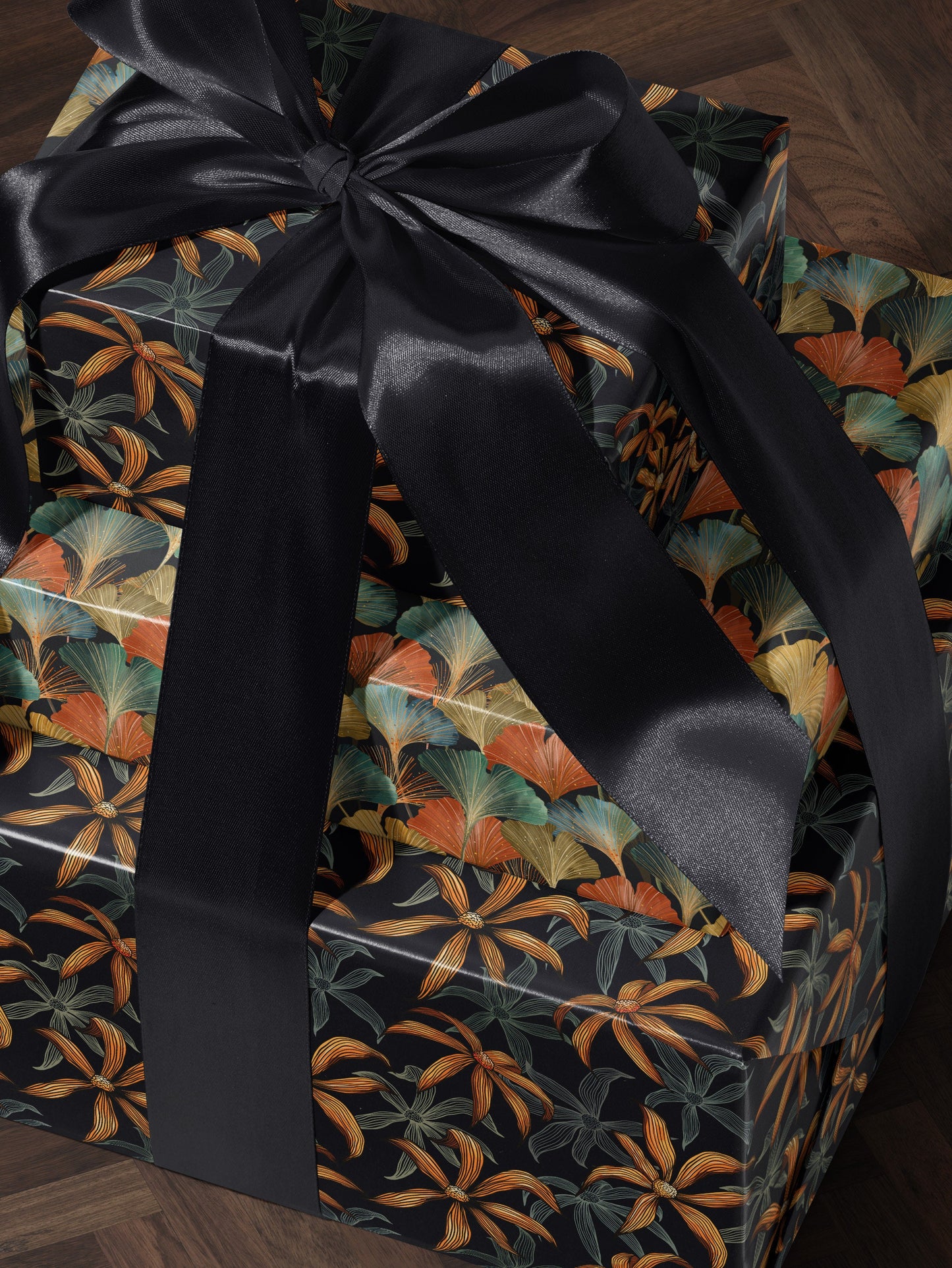 Moody Floral Print Wrapping Paper Birthday Gift Package for Her Elegant Gift Wrap Wedding Packaging Paper Tropical Party Decor Moody Flower