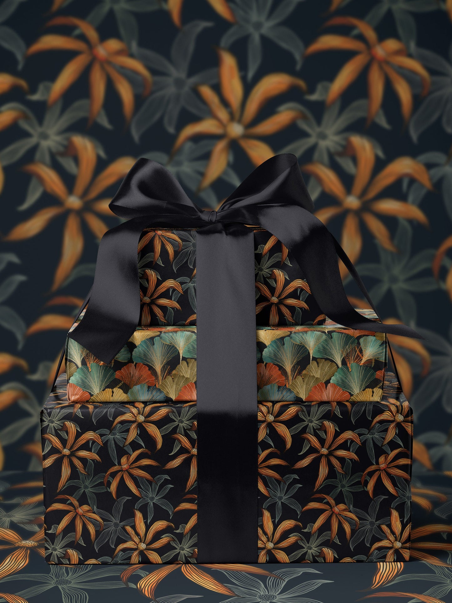 Moody Floral Print Wrapping Paper Birthday Gift Package for Her Elegant Gift Wrap Wedding Packaging Paper Tropical Party Decor Moody Flower