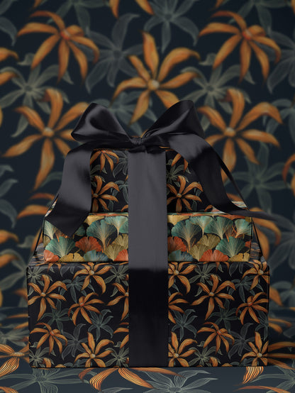 Moody Floral Print Wrapping Paper Birthday Gift Package for Her Elegant Gift Wrap Wedding Packaging Paper Tropical Party Decor Moody Flower