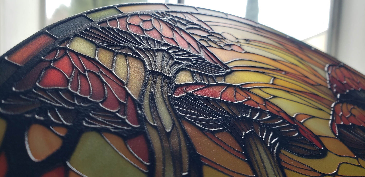Mushroom Forest: Stained Glass Style Window Hanging