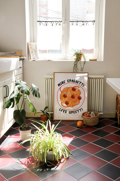Spaghetti Print: Retro Kitchen Pasta Lover Art