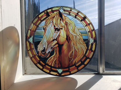 Palomino Horse: Stained Glass Style Window Hanging