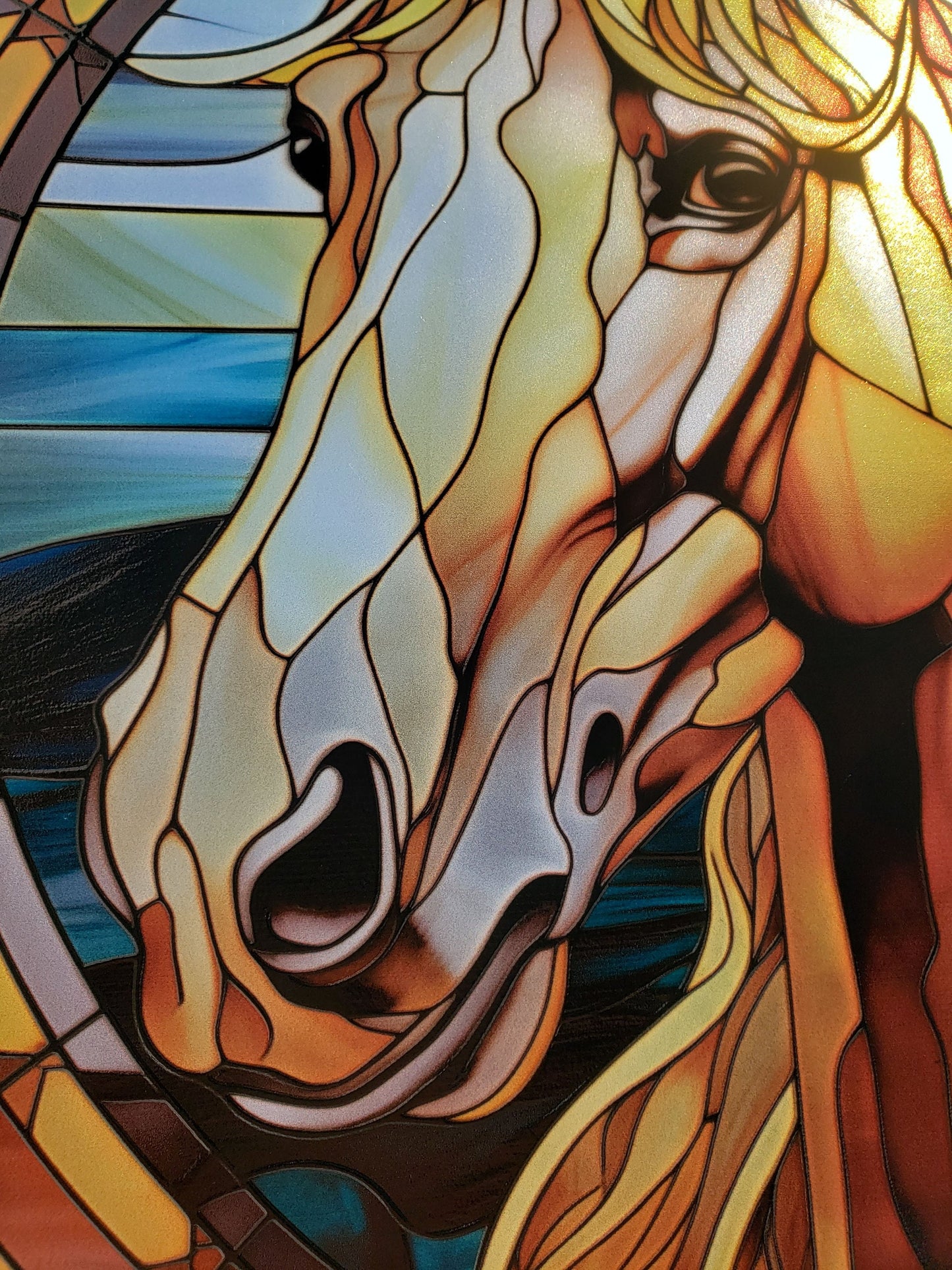 Palomino Horse: Stained Glass Style Window Hanging