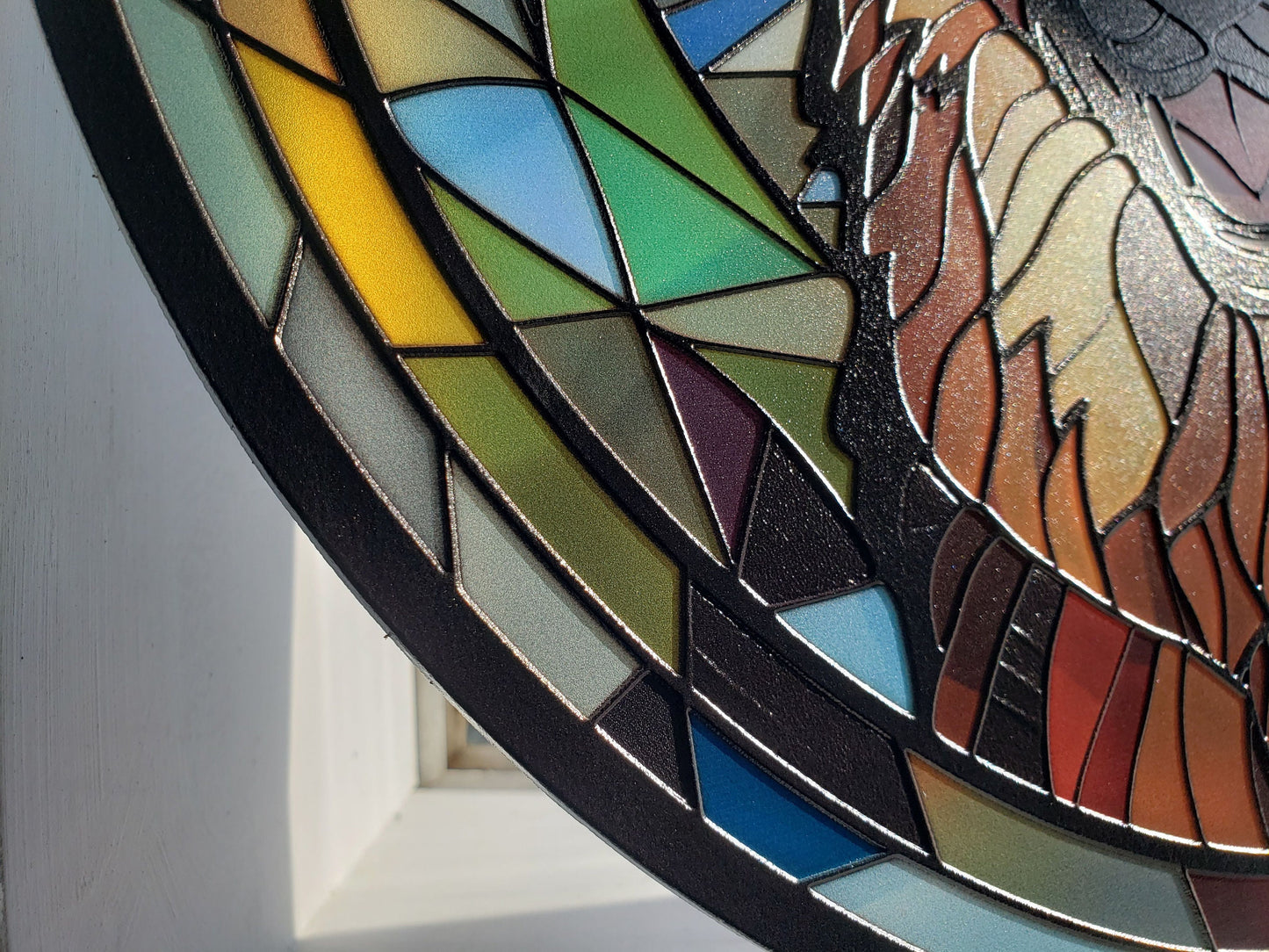 Tri-Color German Shepherd: Stained Glass Style Window Hanging