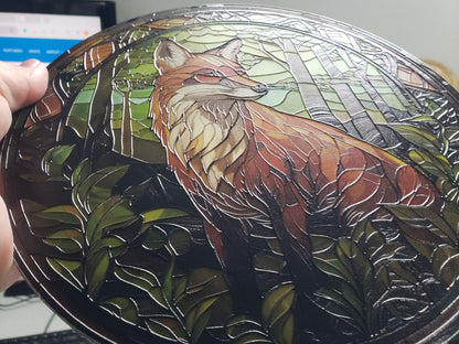 Forest Fox #4: Stained Glass Style Window Hanging