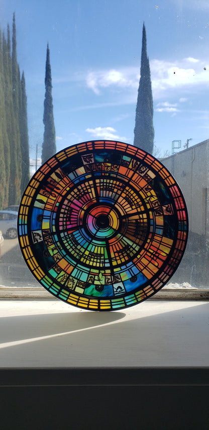 Concentric Circles: Stained Glass Style Window Hanging