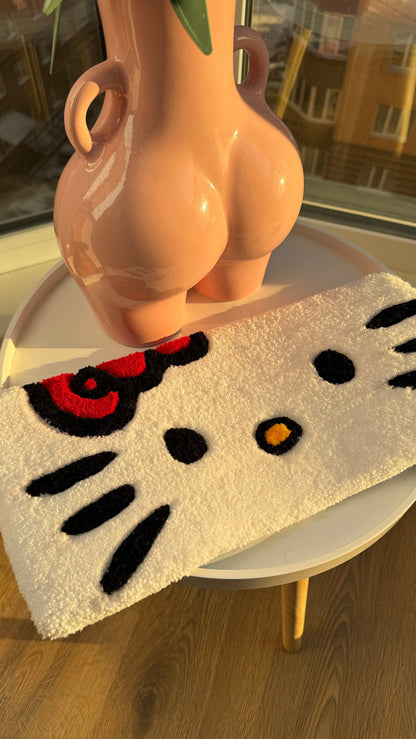 Kitty Keyboard Mat – Custom Handmade Fluffy Tufted Rug, Cute Desk Mat, Kawaii Aesthetic Decor for Office or Gaming Setup