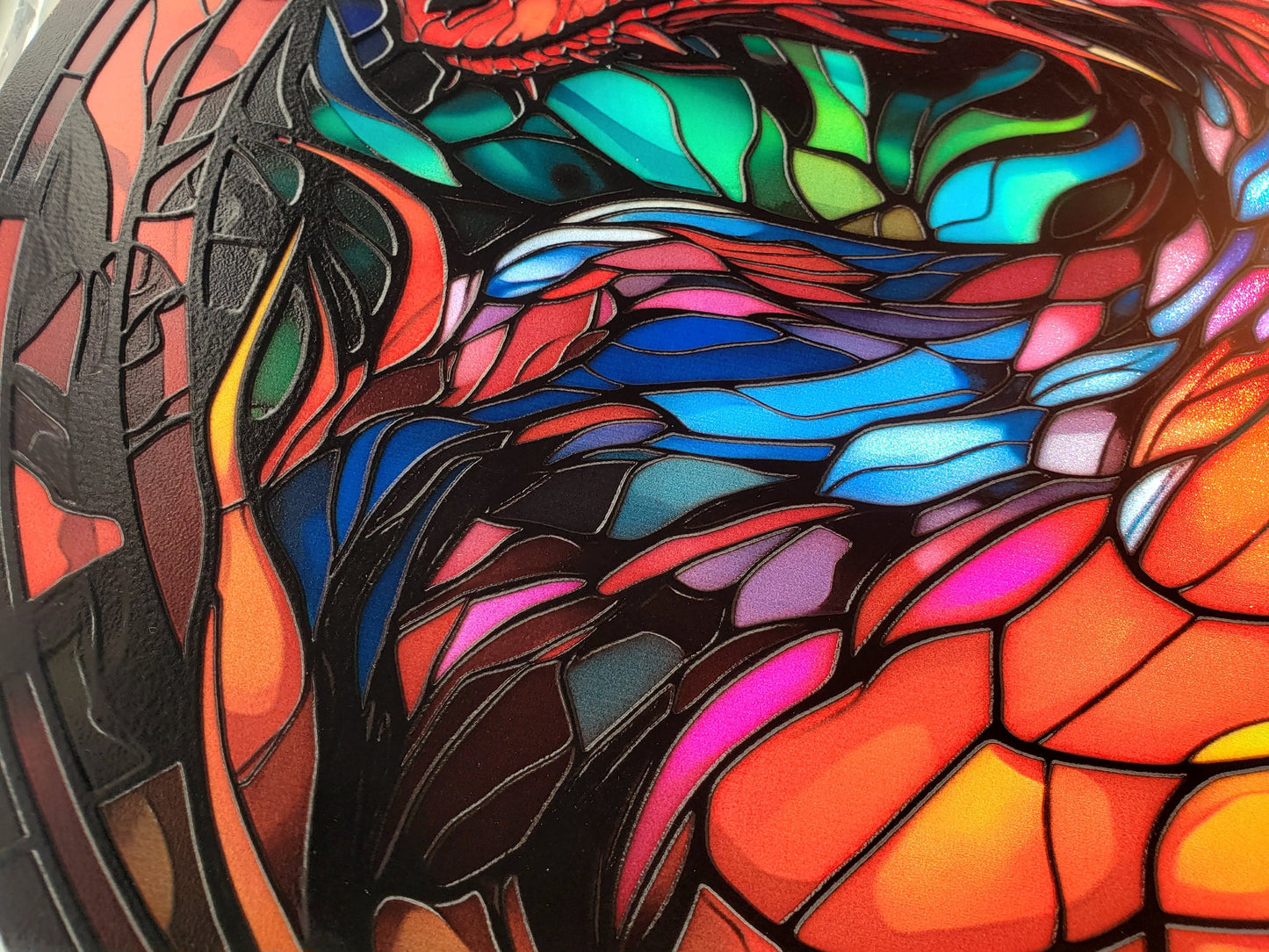 Rainbow Dragon: Stained Glass Style Window Hanging