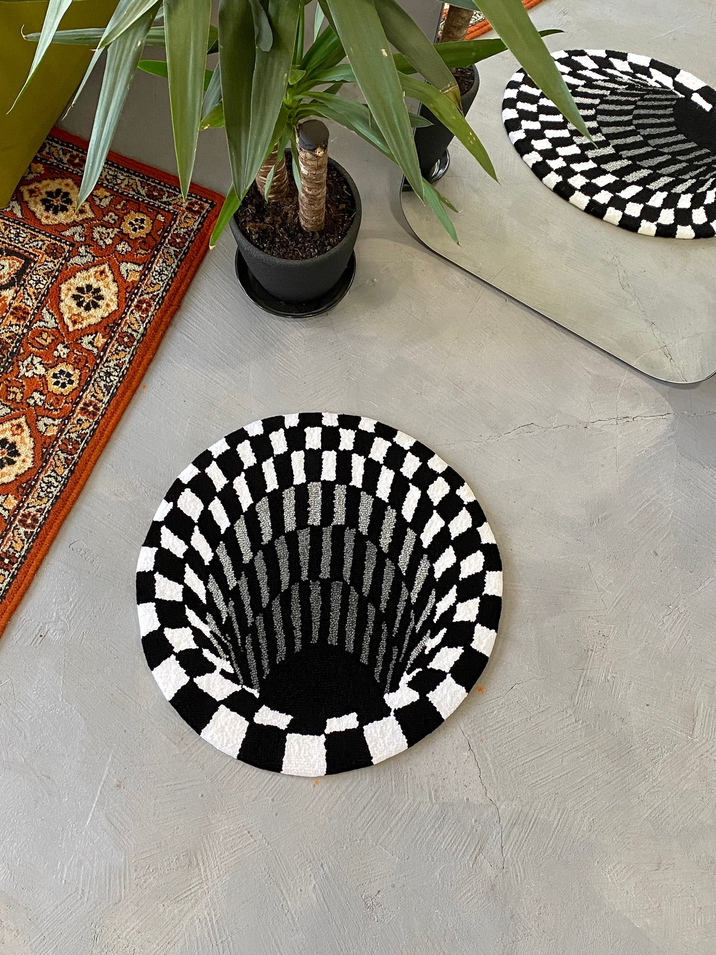 Black Hole 3D Area Rug, Optical Illusion Decor, Abstract Rug Gift, Сheckerboard Tufted Rug, Living room floor mat, Bedroom Rug, Gift For Him